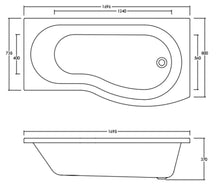 Load image into Gallery viewer, B Shaped Shower Bath - 1500, 1700mm
