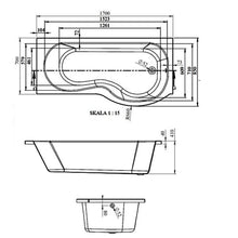 Load image into Gallery viewer, P Shaped Shower Bath - 1500, 1600, 1700mm
