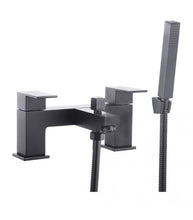 Load image into Gallery viewer, Kawa Two Handle Black Bath Shower Mixer With Kit
