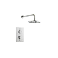 Load image into Gallery viewer, Twin Concealed Thermostatic Shower Valve &amp; Round Shower Head &amp; Arm.
