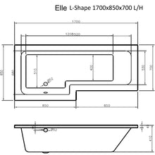 Load image into Gallery viewer, Elle L-Shaped Shower Bath - 1500, 1700mm
