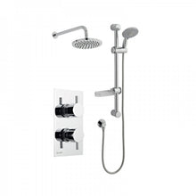 Load image into Gallery viewer, Plan Thermostatic Concealed Shower Valve with Fixed Rain Head &amp; Riser Rail