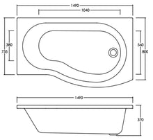 Load image into Gallery viewer, B Shaped Shower Bath - 1500, 1700mm