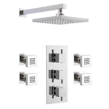 Load image into Gallery viewer, Square Triple Concealed Mixer Shower with Fixed Head + Body Jets