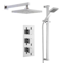 Load image into Gallery viewer, Square Triple Concealed Mixer Shower with Shower Kit + Fixed Head