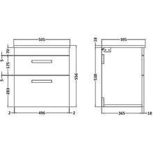 Load image into Gallery viewer, Athena 2 Drawer 600mm Wall Hung Vanity Unit &amp; Basin
